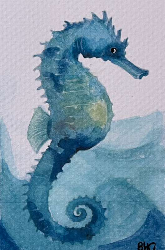 Seahorse 3 aceo art card