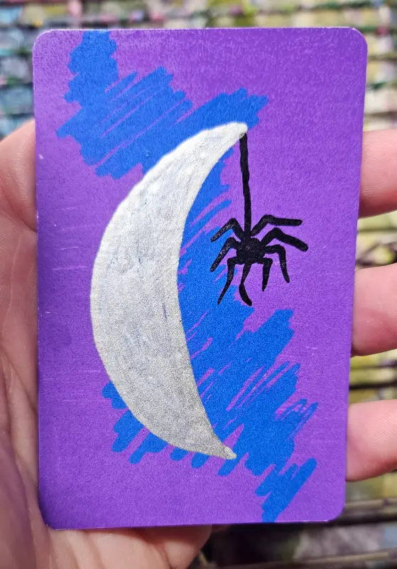 The Spider and the Moon aceo art card