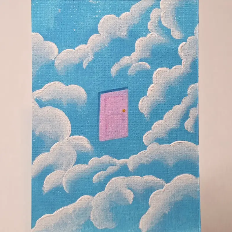 Between the Clouds aceo art card