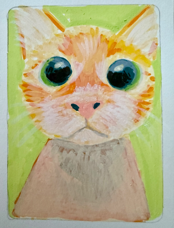 Orange Cat aceo art card