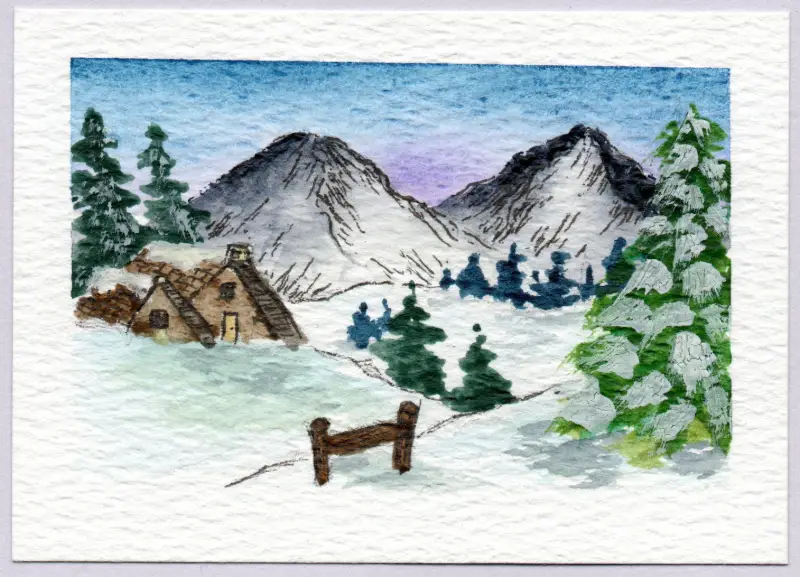 Hidden A-Frame aceo art card