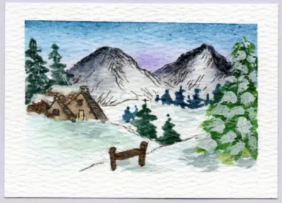 Hidden A-Frame aceo art card thumbnail 1