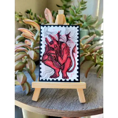 Mischievous aceo art card thumbnail 1
