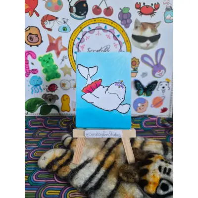 "Underwater Ballerina" Sea Creature, Beluga aceo art card thumbnail 1