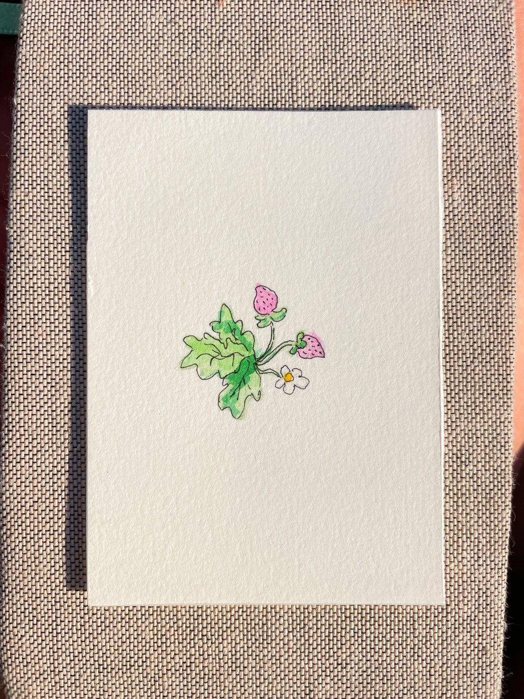 Teeny tiny strawbs aceo art card