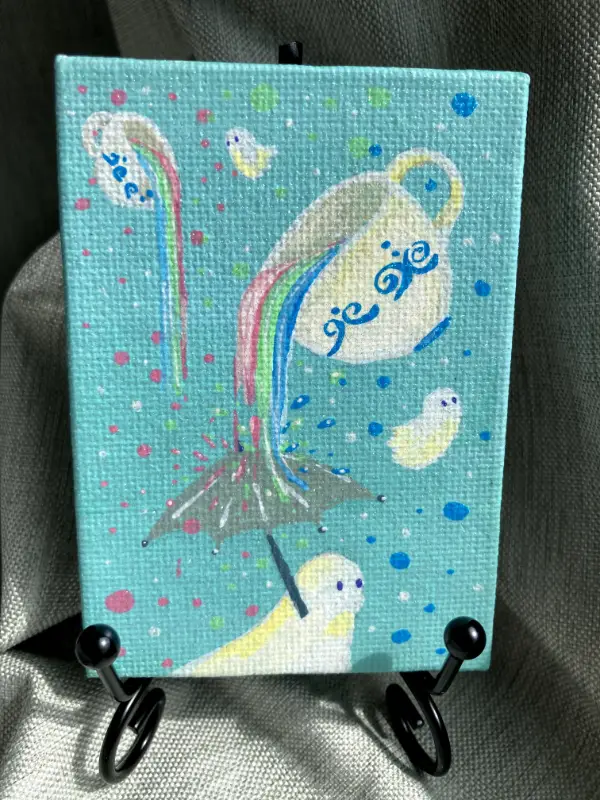 Teacups and Ghosts aceo art card