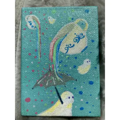 Teacups and Ghosts aceo art card thumbnail 2