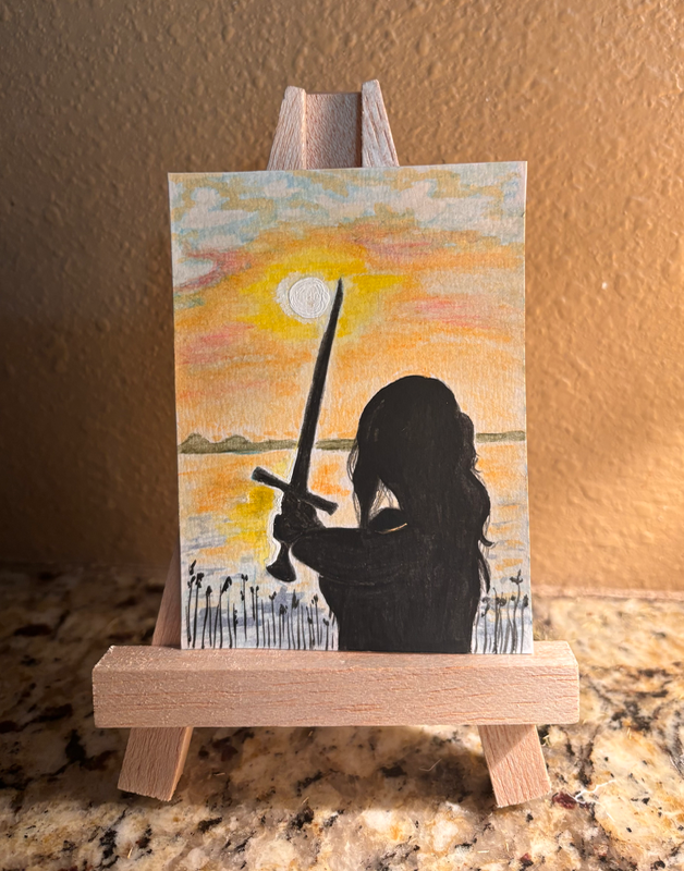 Step back aceo art card