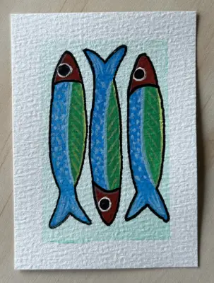 Fish Please aceo art card thumbnail 2