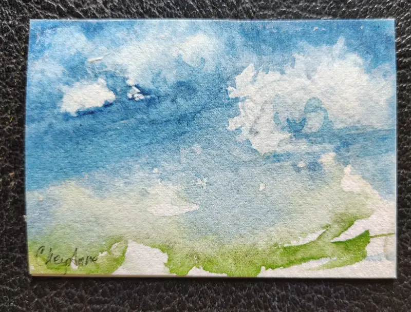 Earth Space WaterColour by CheyAnne Sexton ACEO aceo art card