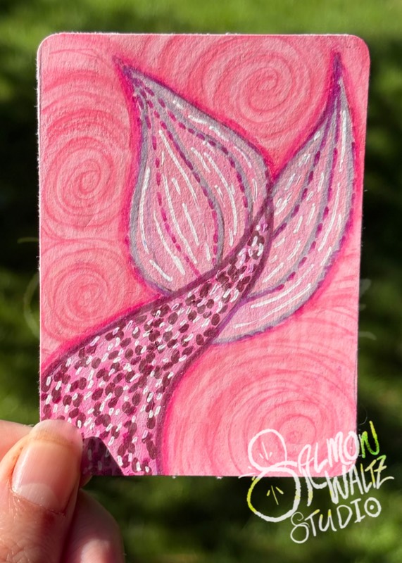 Classic Pink Mermaid Fin aceo art card