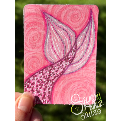 Classic Pink Mermaid Fin aceo art card thumbnail 1