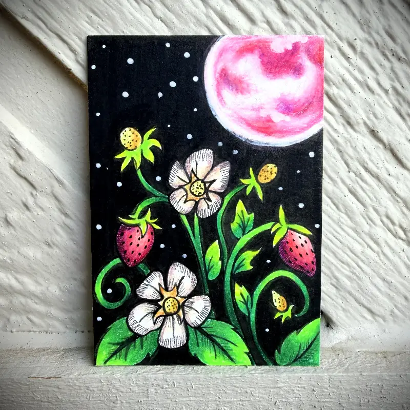 Moonlight Harvest aceo art card