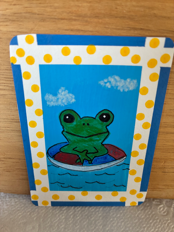 Floaty Frog aceo art card