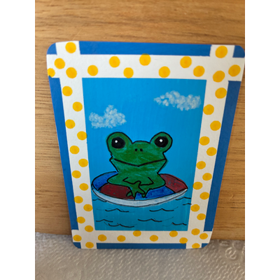 Floaty Frog aceo art card thumbnail 1
