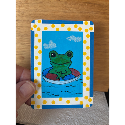 Floaty Frog aceo art card thumbnail 2