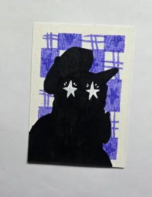 Silhouette Star Series (2 of 3) Cat with Hat aceo art card thumbnail 1