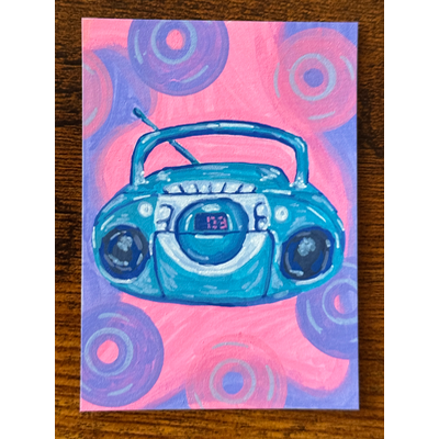Boombox, 90s-00s Y2K Nostalgia aceo art card thumbnail 1