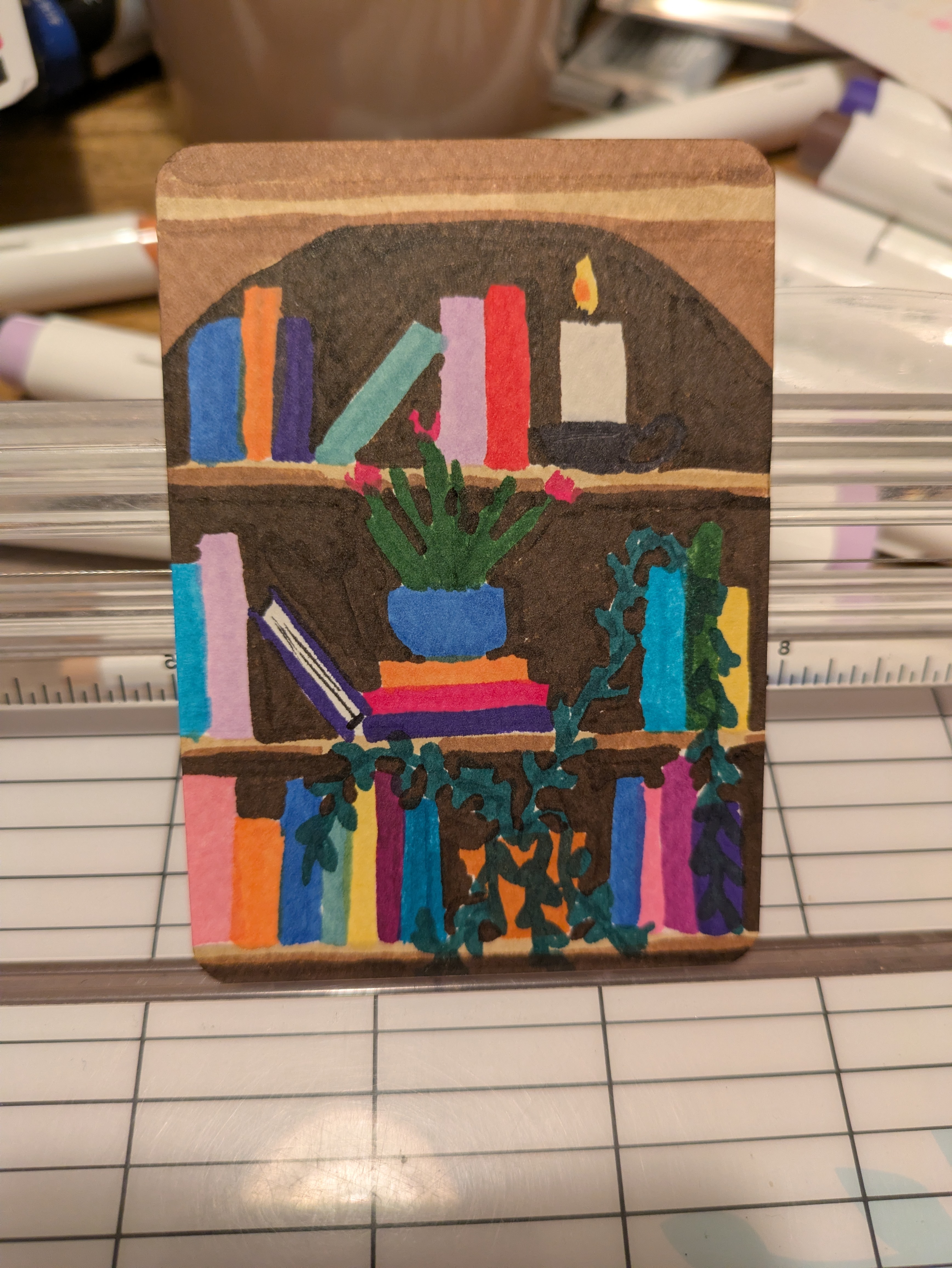 Book shelf aceo art card thumbnail 1