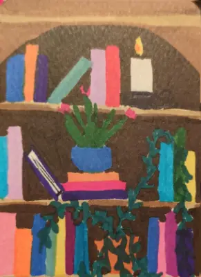 Book shelf aceo art card thumbnail 3