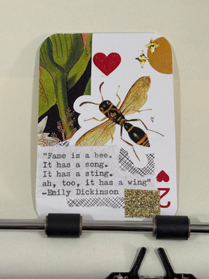 Bee Yellowjacket Emily Dickinson quote collage print by Mazerzine aceo art card thumbnail 1