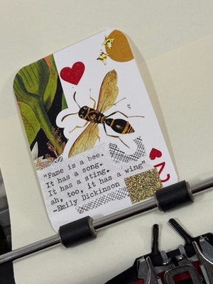 Bee Yellowjacket Emily Dickinson quote collage print by Mazerzine aceo art card thumbnail 2