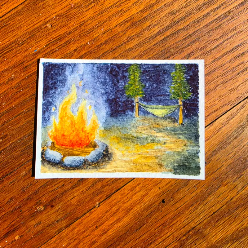 Campsite aceo art card
