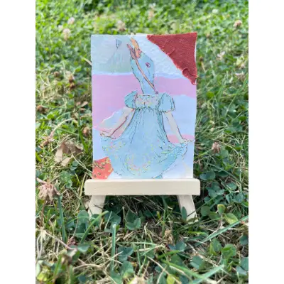 Vintage Ephemera Obscure Abstract Goose Head ACEO aceo art card thumbnail 1