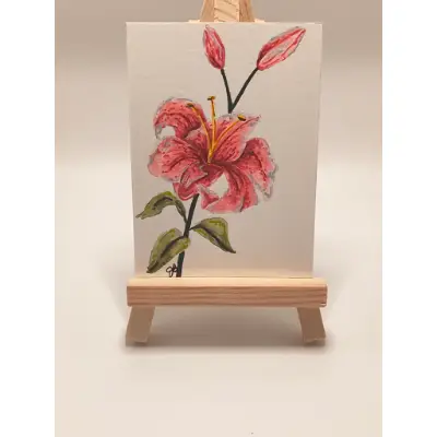 Pink Lily 001 aceo art card thumbnail 1
