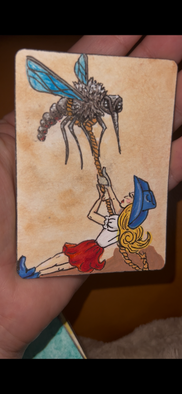#3 in the series “How ‘bout them cowgirls?” Titled Texas State Bird aceo art card