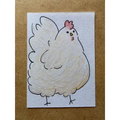 Fluffy Hen aceo art card thumbnail 1