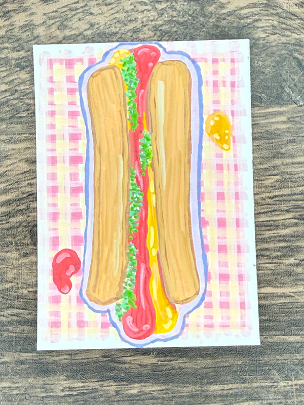 Hot Dog Picnic aceo art card