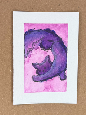 Moon Stretch aceo art card thumbnail 2