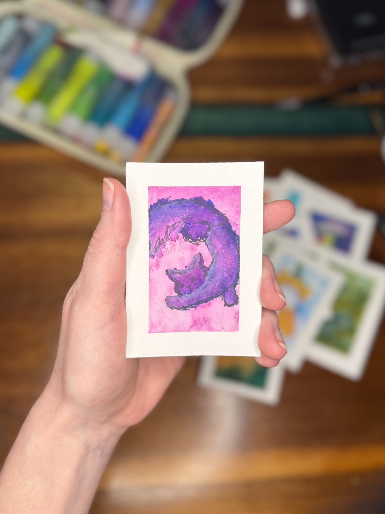 Moon Stretch aceo art card