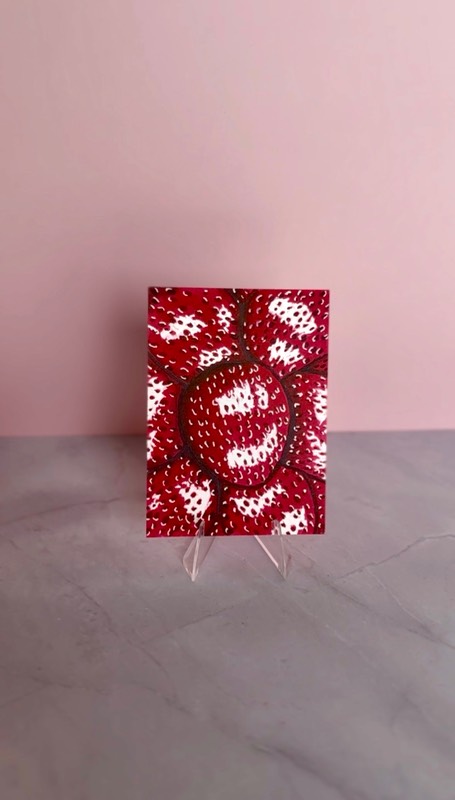 Strawberry Cluster aceo art card