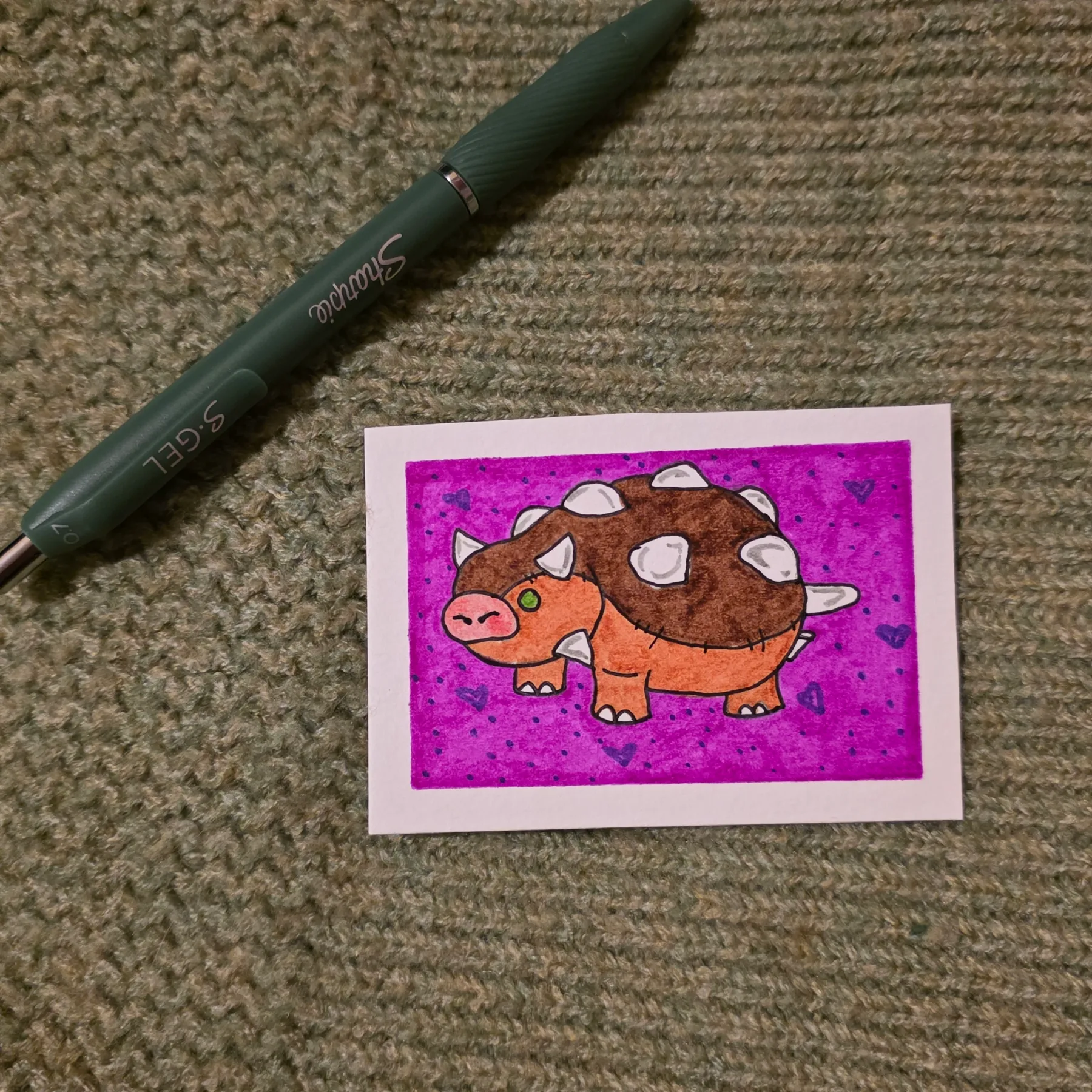 Tank the Ankylosaurus aceo art card