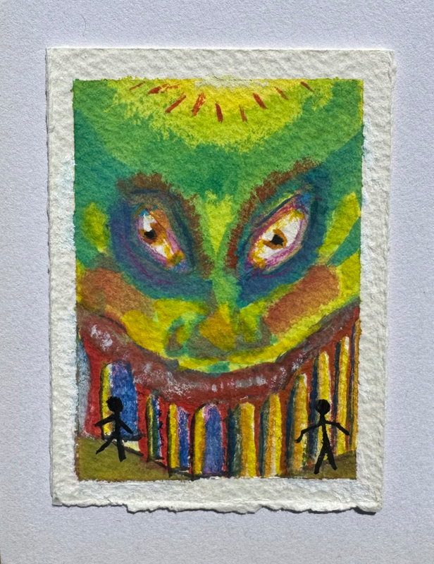He’s waiting inside, be wary aceo art card