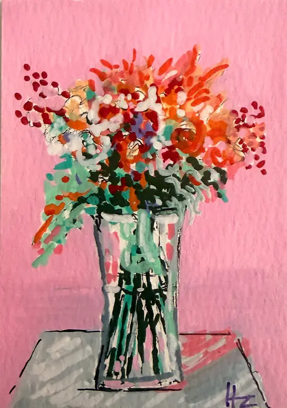 Floral Stillness Series – Seven Original ACEO - painting 3 of 7 - Botanical aceo art card