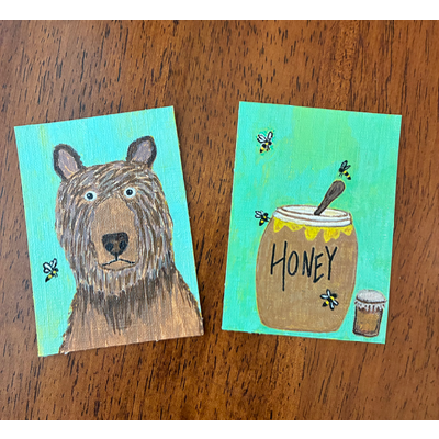 Honey 🍯 Bear 🐻 Set aceo art card thumbnail 1