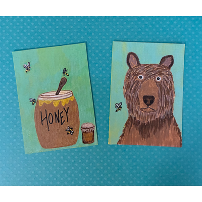 Honey 🍯 Bear 🐻 Set aceo art card thumbnail 2