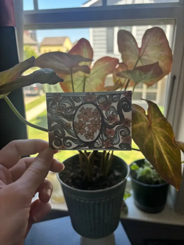 Art Nouveau Floral Art w/ Orange Flowers 2.5x3.5 in. PRINT SIGNED aceo art card