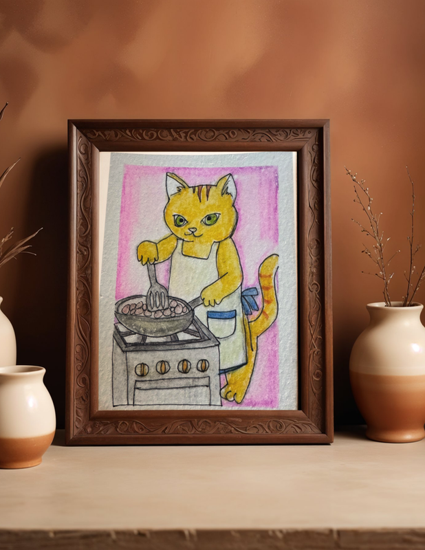 Whiskers at Work 1,2,&3 aceo art card