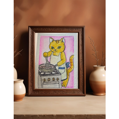 Whiskers at Work 1,2,&3 aceo art card thumbnail 1
