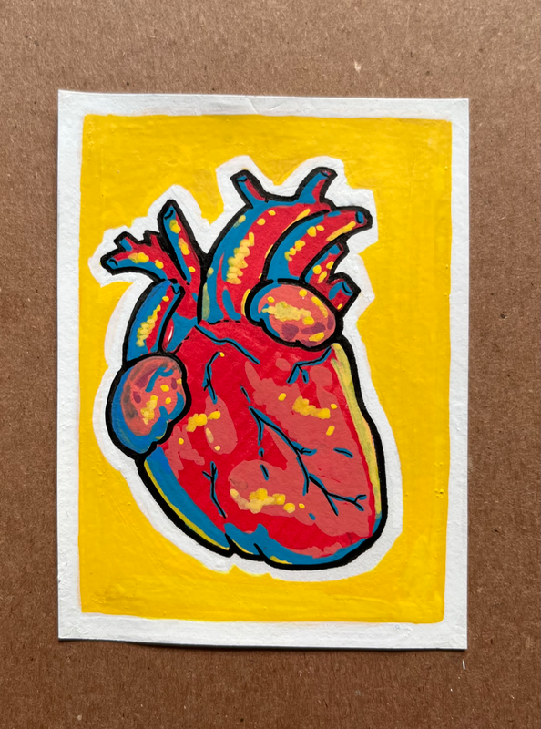 “Pop Heart” Original Art, Acrylic Art aceo art card