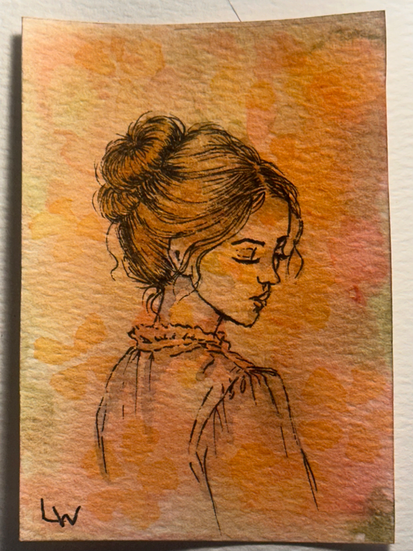 Portrait in Amber aceo art card