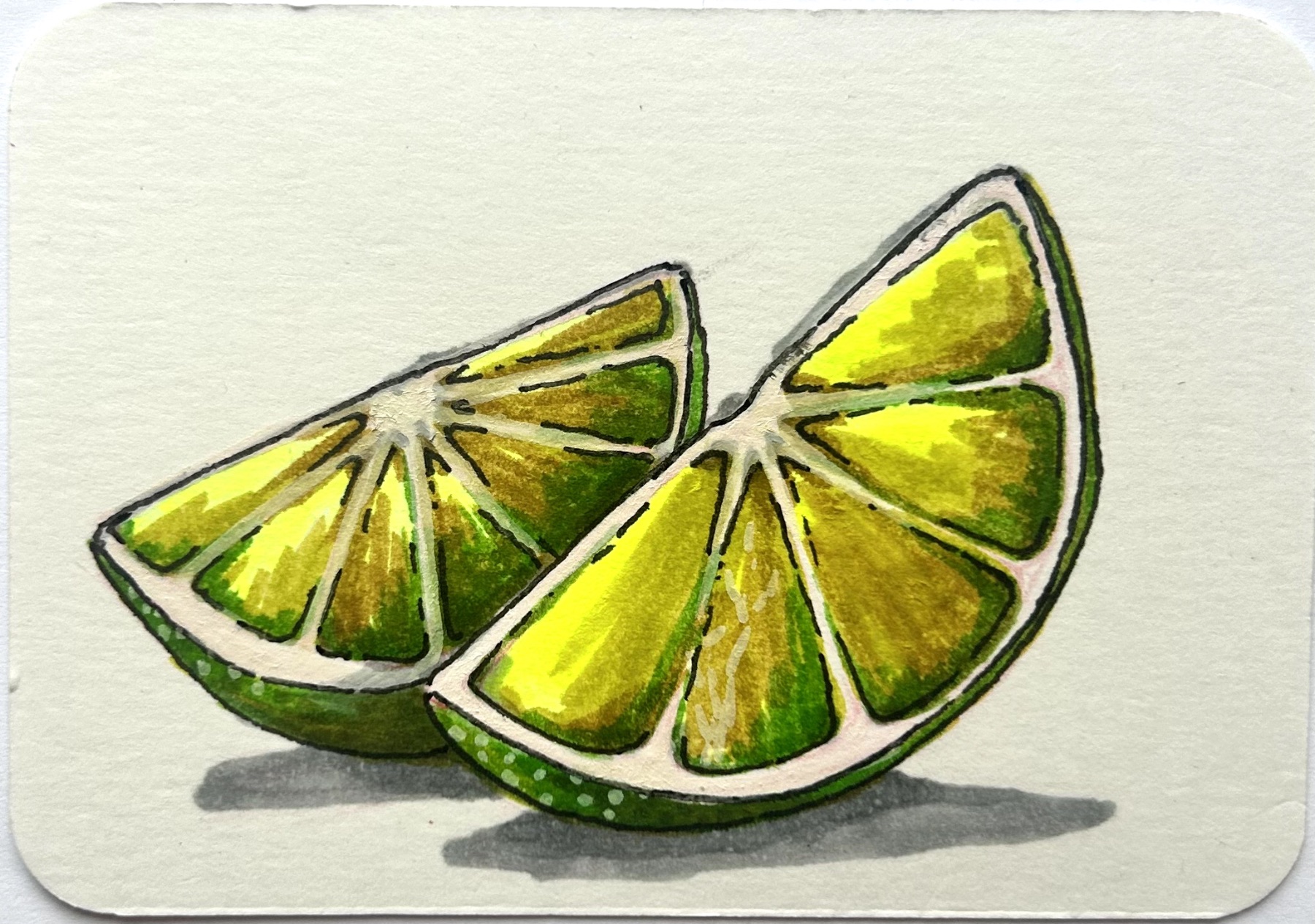 Lime Wedges aceo art card