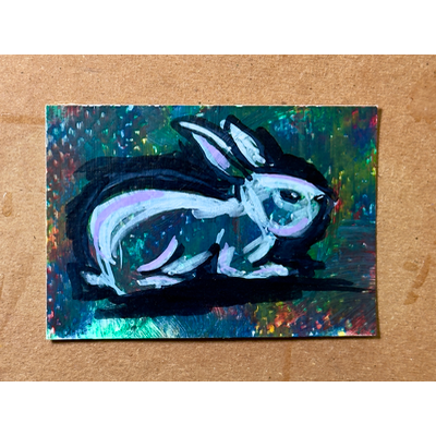 Rabbit Mixed Media (1.6) aceo art card thumbnail 1
