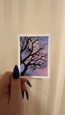 cotton candy trees 🌸🪾 aceo art card thumbnail 1