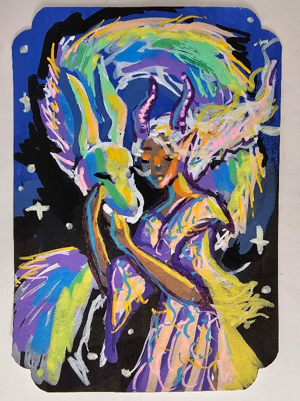 Taming the Rainbow Dragon aceo art card