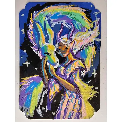 Taming the Rainbow Dragon aceo art card thumbnail 1